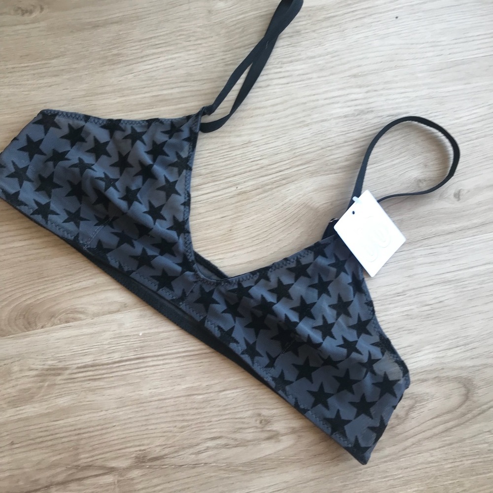 NWT Black Sheer Star Bralet